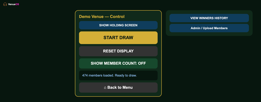 Members Draw control panel at Ocean Grove Golf Club