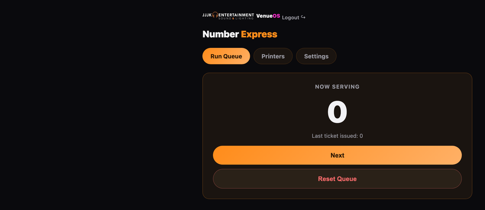 Number Express queue control panel
